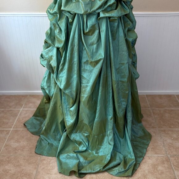 Alliage Paris Ruche Iridescent Green-Blue Gown | Corset Bust 38 | Size 12 AS-IS - Picture 2 of 16
